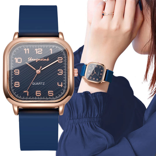 Square Casual Silicone Strap Quartz Watch