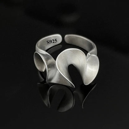 925 Sterling Silver Vintage Matte Frosted Lace Irregular Finger Rings