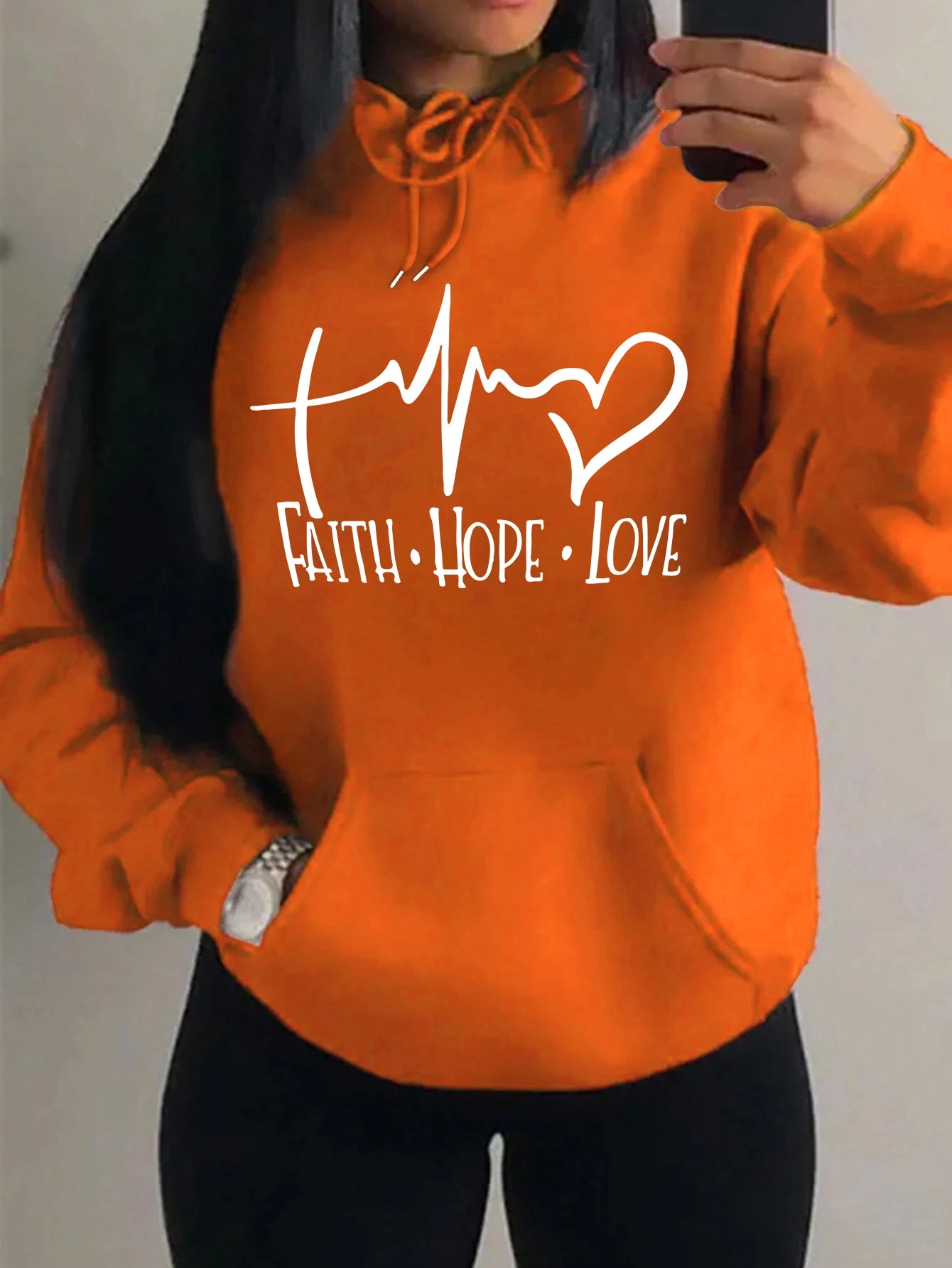 Faith Hope Love Letter Graphic Fleece Pullover