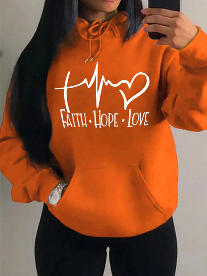 Faith Hope Love Letter Graphic Fleece Pullover