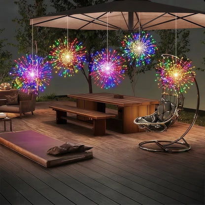 4/5pcs Solar Hanging Firework Lights for Eaves Solar Powered with Light Sensor Control