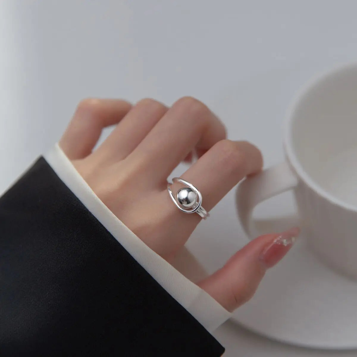 925 Sterling Silver Retro Geometric Asymmetric Rings