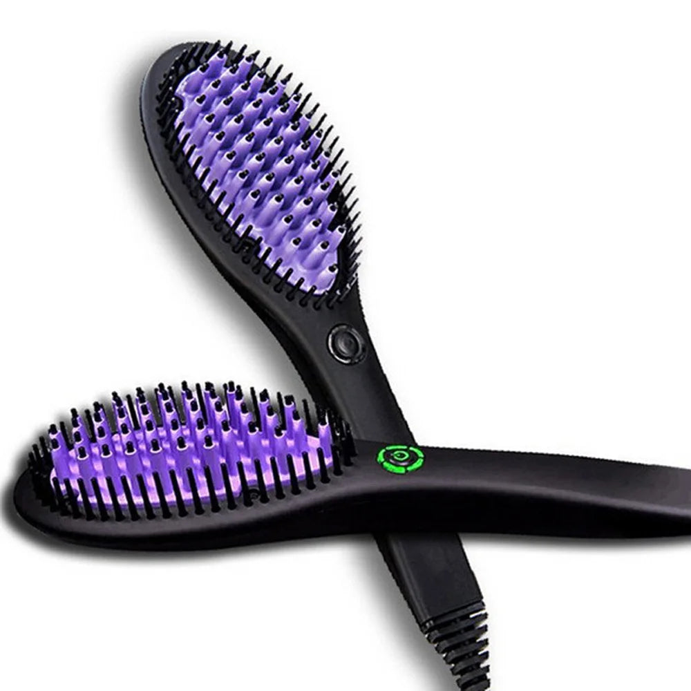 Hair Straightener Brush Ceramic Fast Straightening