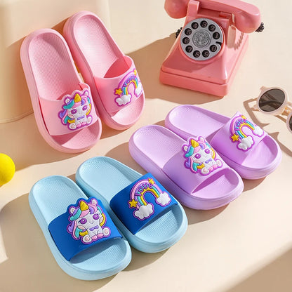 Slippers 2 to 3 4 5 6 7 8 9 10 Years Pink Unicorn Indoor Children's Slippers