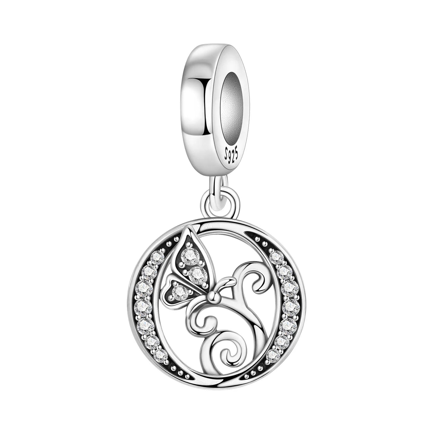 925 Sterling Silver Zircon Butterfly Letter Bracelet