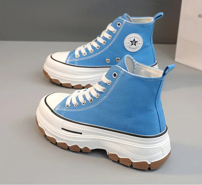 High Top Lace-Up Height Canvas Sneakers