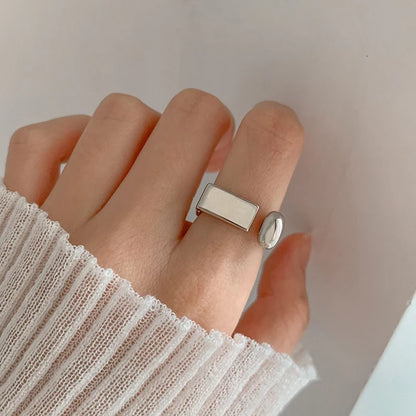 925 Sterling Silver Retro Geometric Asymmetric Rings