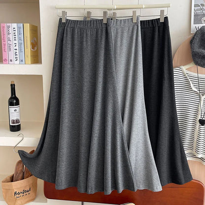 Gray Knitted Hip Wrap High Waist Fish Tail Midi Skirts