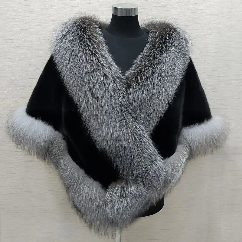 Fur Shawl Autumn Winter Faux Mink Fox Fur Cloak Coats Jacket