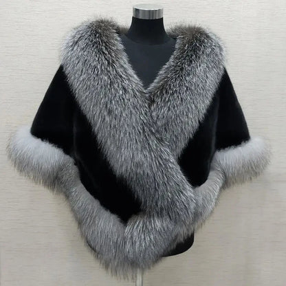 Fur Shawl Autumn Winter Faux Mink Fox Fur Cloak Coats Jacket