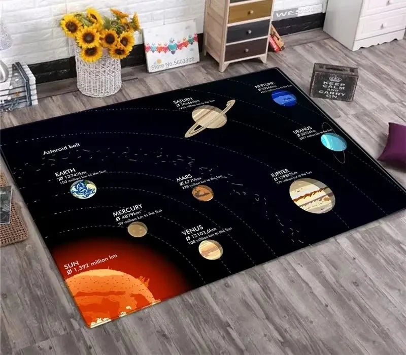 Solar System Rug Planet Galaxy Design Floor Mat