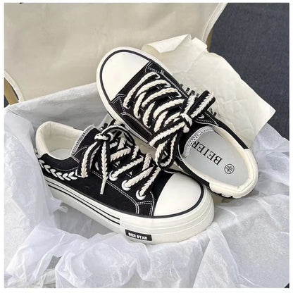Platform Vulcanized Canvas Shoe Casual Flat Sneakers