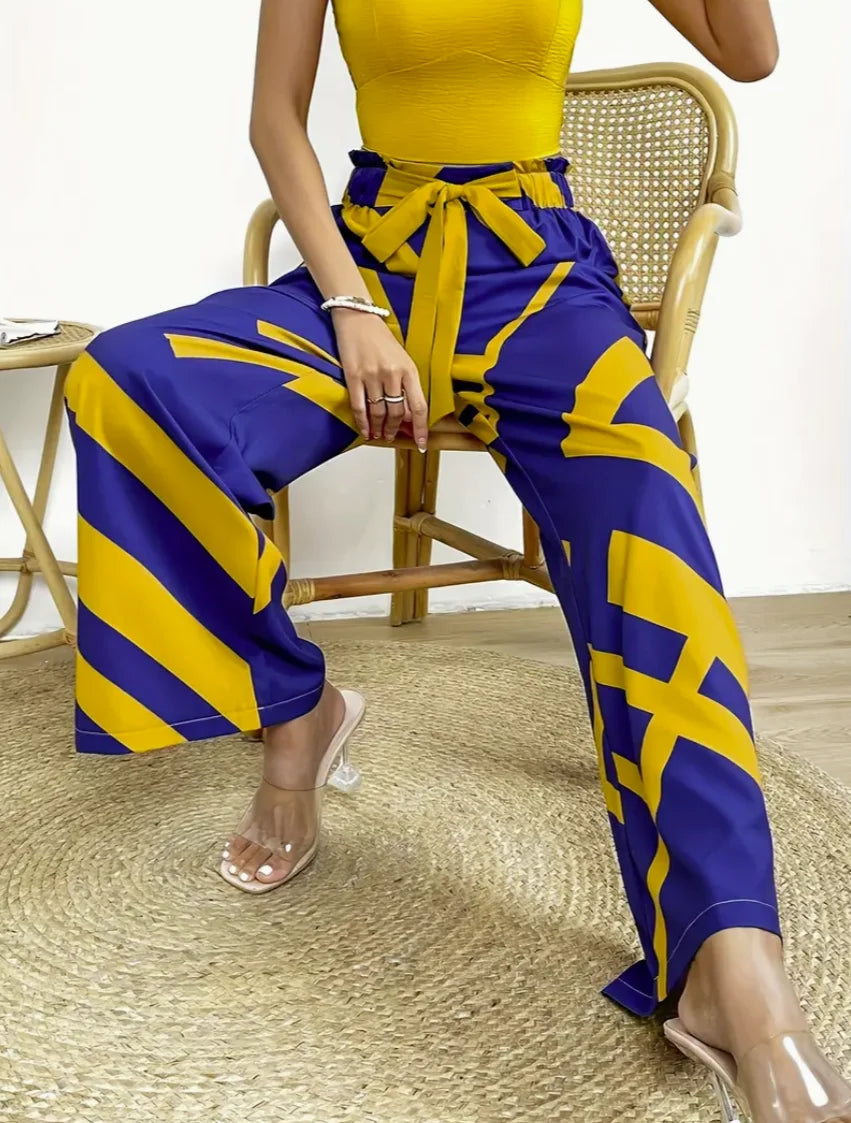 Pantalones geométricos de pierna ancha
