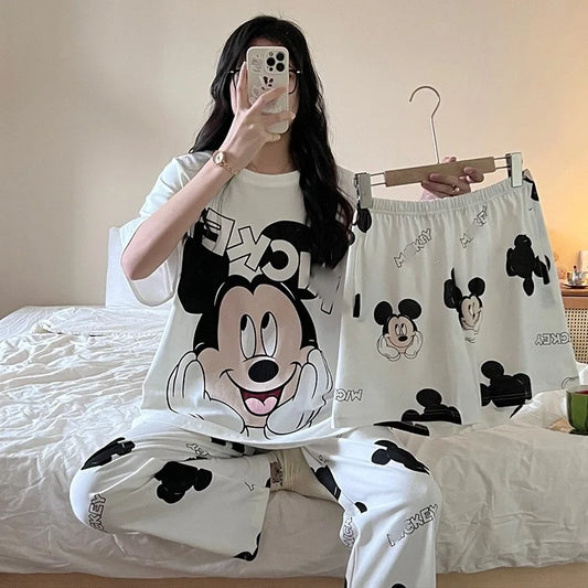 Round Neck Three Piece Pajama Set