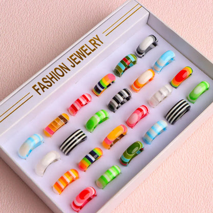 10/20Pcs/Lot Romantic Cute Multicolor Animal Stripes Resin Rings