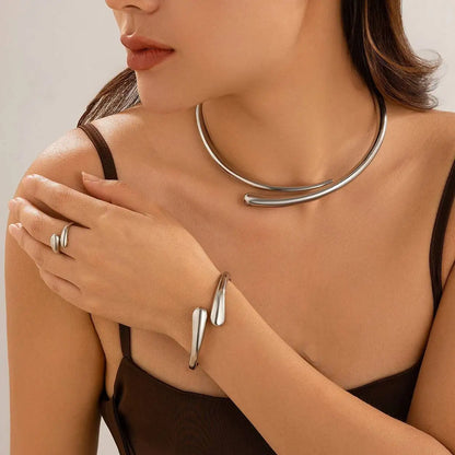 Water Drop Torques Choker Opening Cuff Bangle Necklace