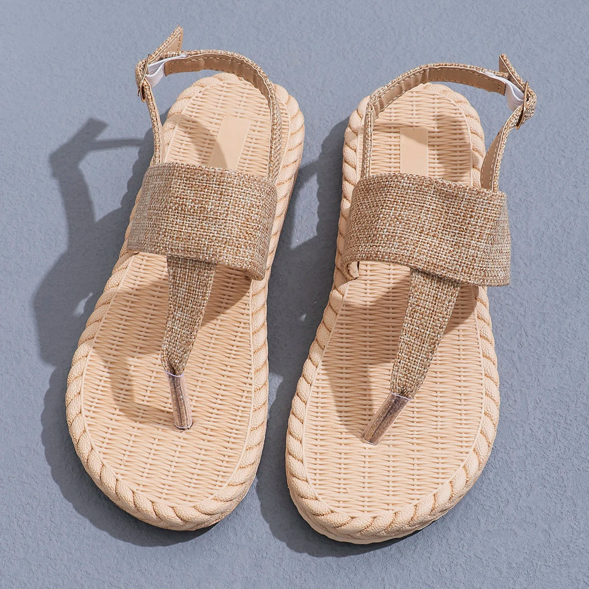Trend non-slip wear comfortable soft soled linen strap sandals