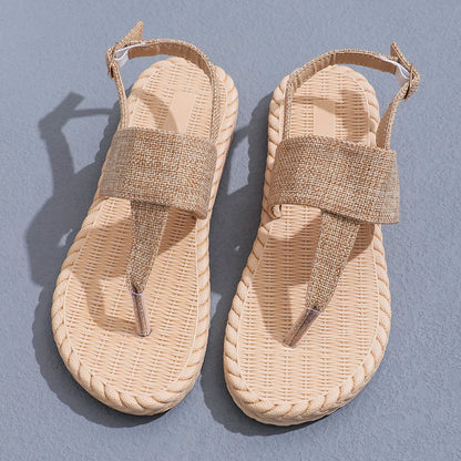 Trend non-slip wear comfortable soft soled linen strap sandals