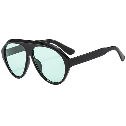 Retro Oversized Pilot Oval Multi Color Lens Sun Glasses