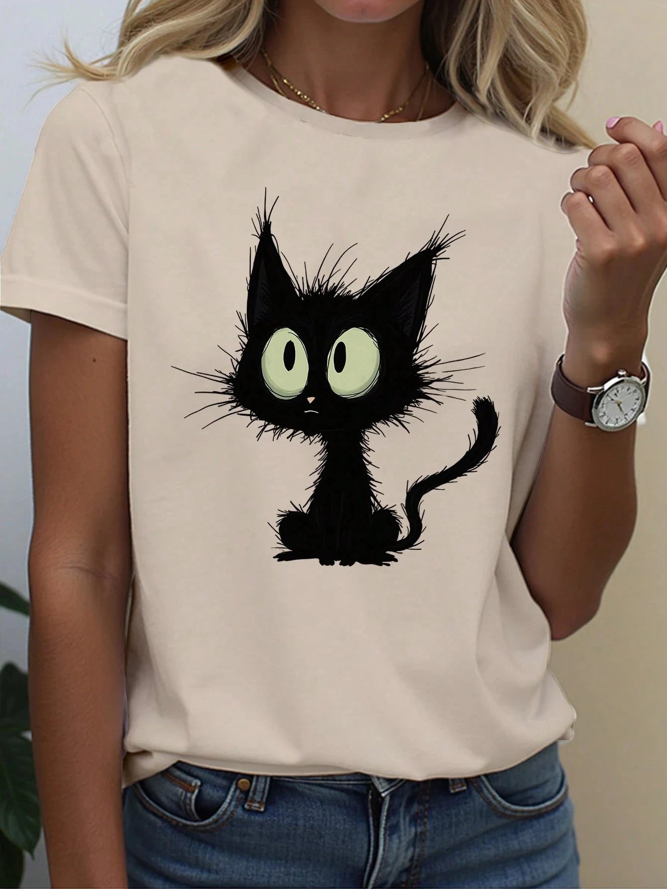 Abstract Face Line Art Graphic Print T-Shirt