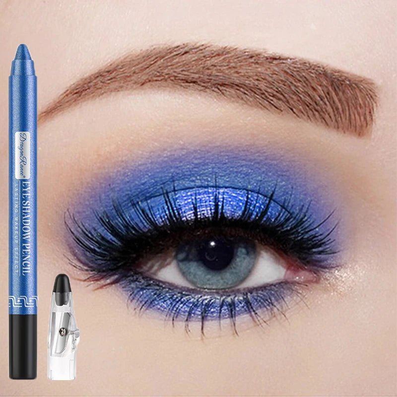 Metallic Blue Pearlescent Eyeshadow Pencil Stick Lasting Waterproof Smoky Glitter