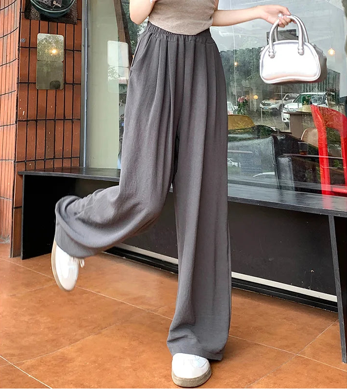 Colorful Ice Silk Baggy Straight Leg Pants