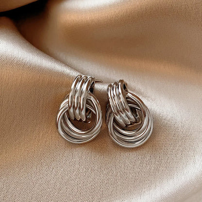 DANA Geometric Striped Large Buckle Earrings