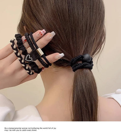 5/10pcs Simple Heart Ball  Scrunchie  Ties Ropes