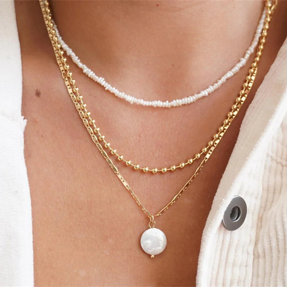 Vintage Punk Gold-plate Thick Chain Head Portrait Coin Pendant Necklace