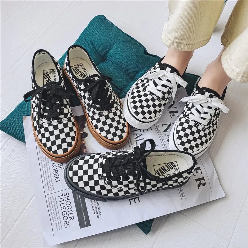 Plaid Canvas Unisex Breathable Sports Sneakers