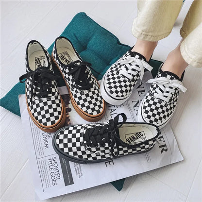 Plaid Canvas Unisex Breathable Sports Sneakers