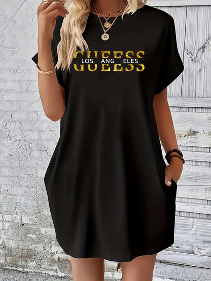 loose GUEESS Los Angeles letter dress