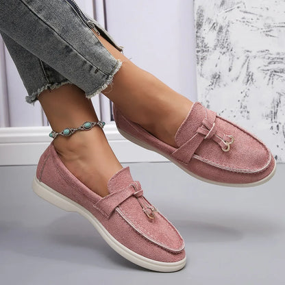 Lefu  Soft Leather Retro Lazy Flat Bottom Shoes