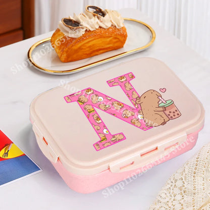 Capybara Cute Lunch Box Girls Capibara Letter A-Z Bento Box