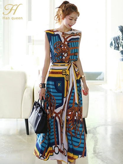 Sexy Sleeveless Long Skirt Korean Skirt Set