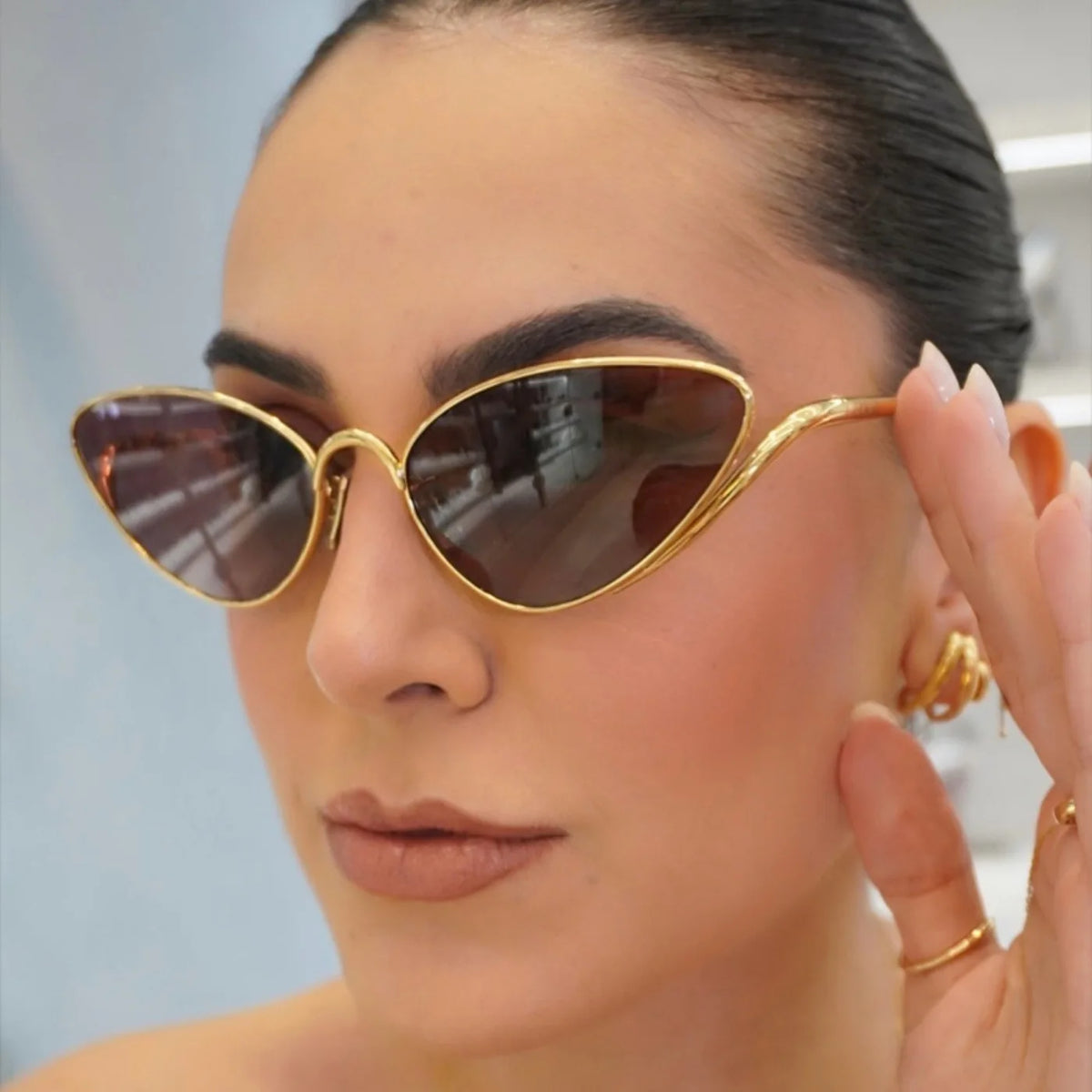 Alloy Triangle Cat Eye Y2K Sexy Outdoor Sun Glasses