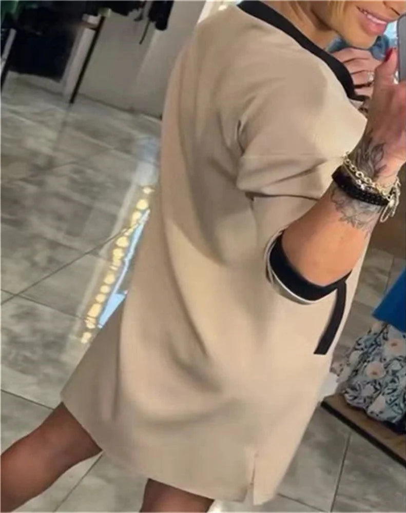 فستان أنيق بأكمام ثلاثة أرباع