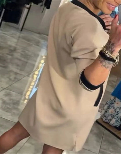 فستان أنيق بأكمام ثلاثة أرباع