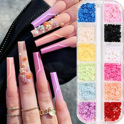 12Grids Mixed Mini Christmas Gems Nail Charms