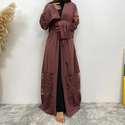 Luxury Gold Rhinestones Muslim Dress Kaftan Abaya
