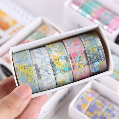5Rolls Kawaii Transparent Sticker Tape DIY Decorative Material Tape