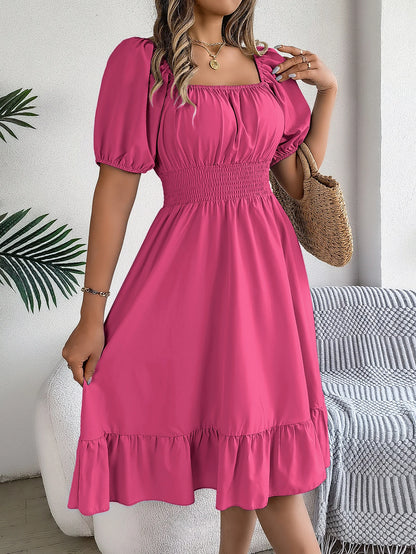 Puff Sleeve Square Neck Dress