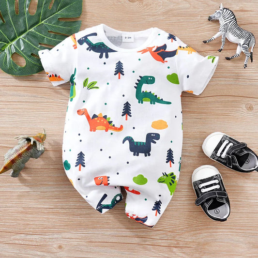 Newborn Cute Cartoon Dinosaur Full Cotton Baby Jumpsuit