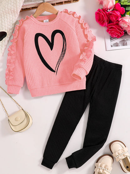 Spring and Autumn sports cartoon heart printed Set