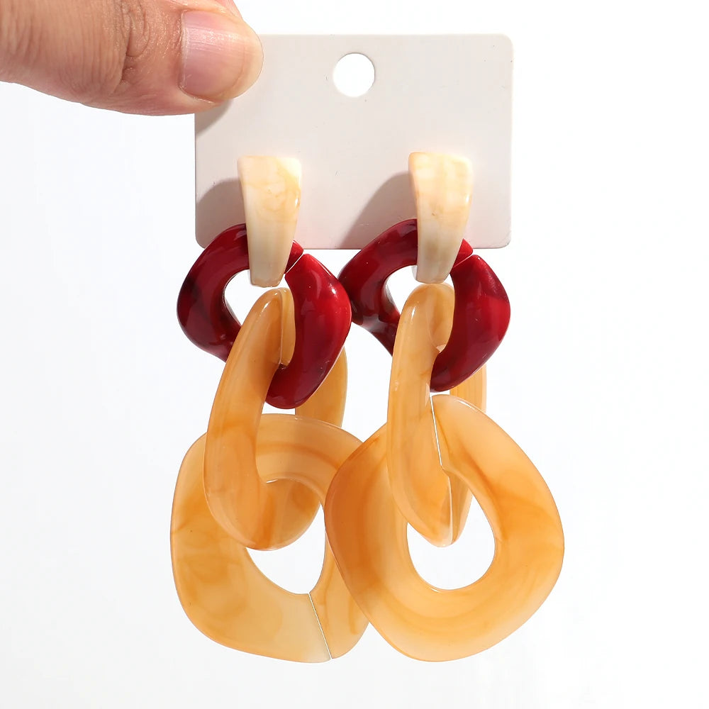 Acrylic Geometric Leopard Print Circle Earring