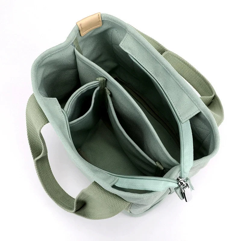 Casual Canvas Crossbody Adjustable Strap Tote Multiple Bag
