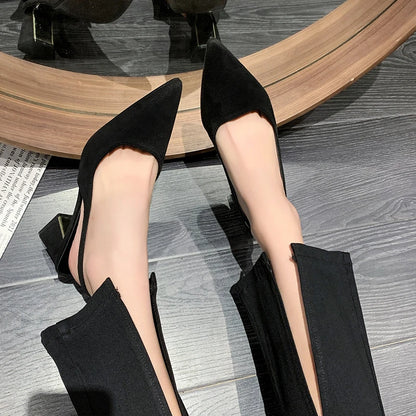 Zapatos de vestir de oficina, tacón cuadrado, altos y sexis