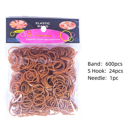 600pcs Elastic Colorful Rubber Loom Wristbands Weaving DIY Craft