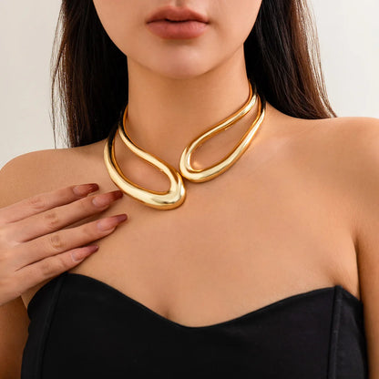 Steampunk Irregular Clavicle Torques Punk Gold Silver Color Chokers Necklace