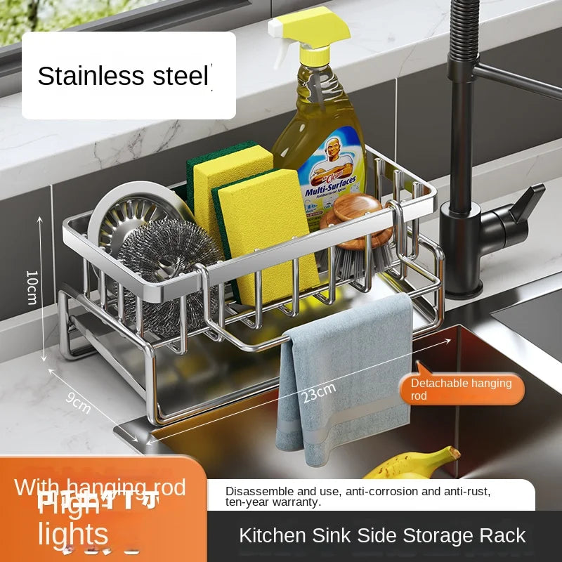 Stainless steel shelf sponge drain rack